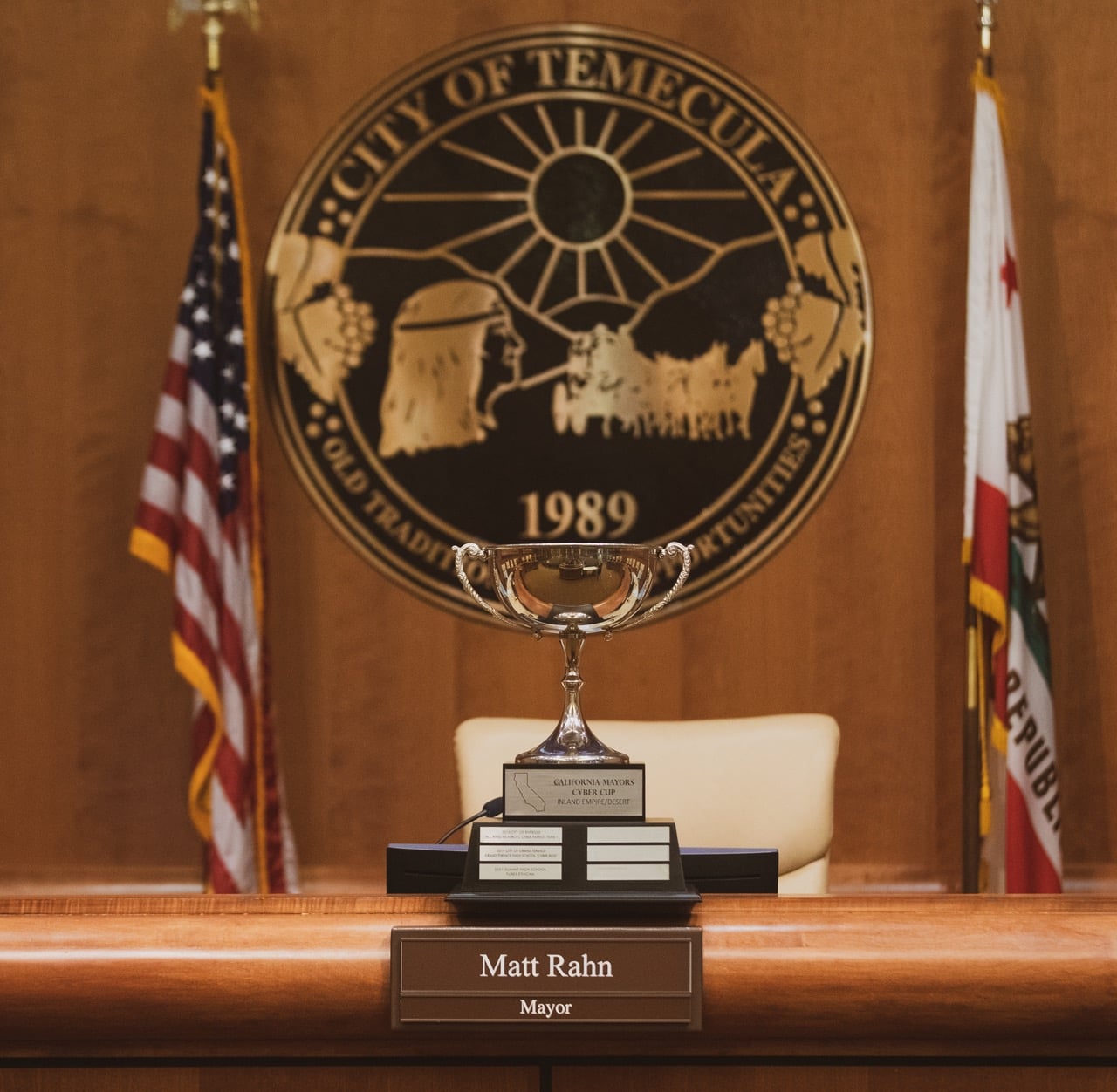 Pic of Mayors Cup in Temecula City Hall Large